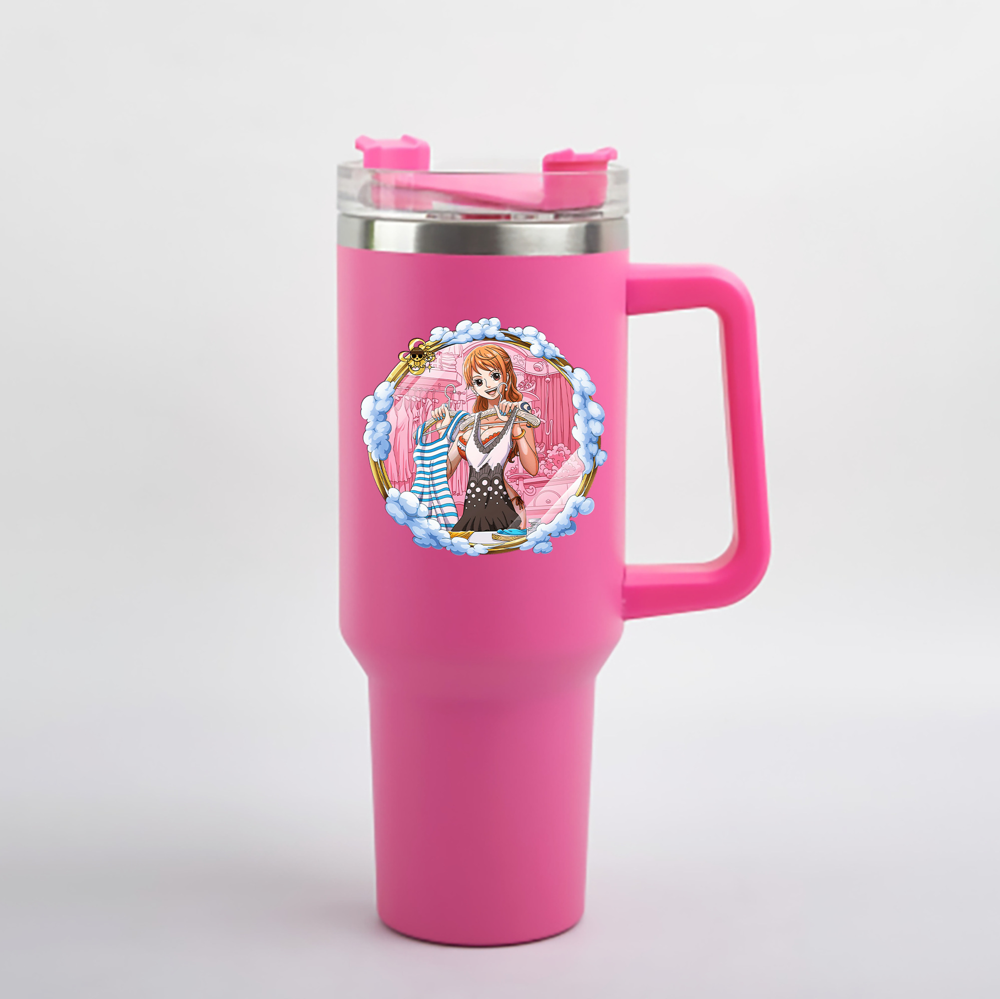 ワンピース ナミ ONE PIECE Nami 1200mL車用タンブラー - クリスタルステッカー（プラスチックストロー付き）